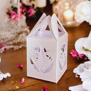 Boîte à Dragées Cœur Ajouré  (Lot de 20) – À Personnaliser pour Mariage & Baptême